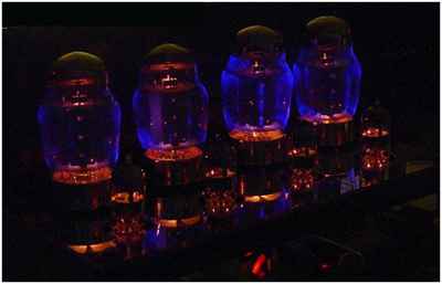 [Blue Glow From KT-66 Output Tubes]