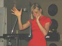 [Dorit Chrysler operating the Theremin - at EFT 2004]