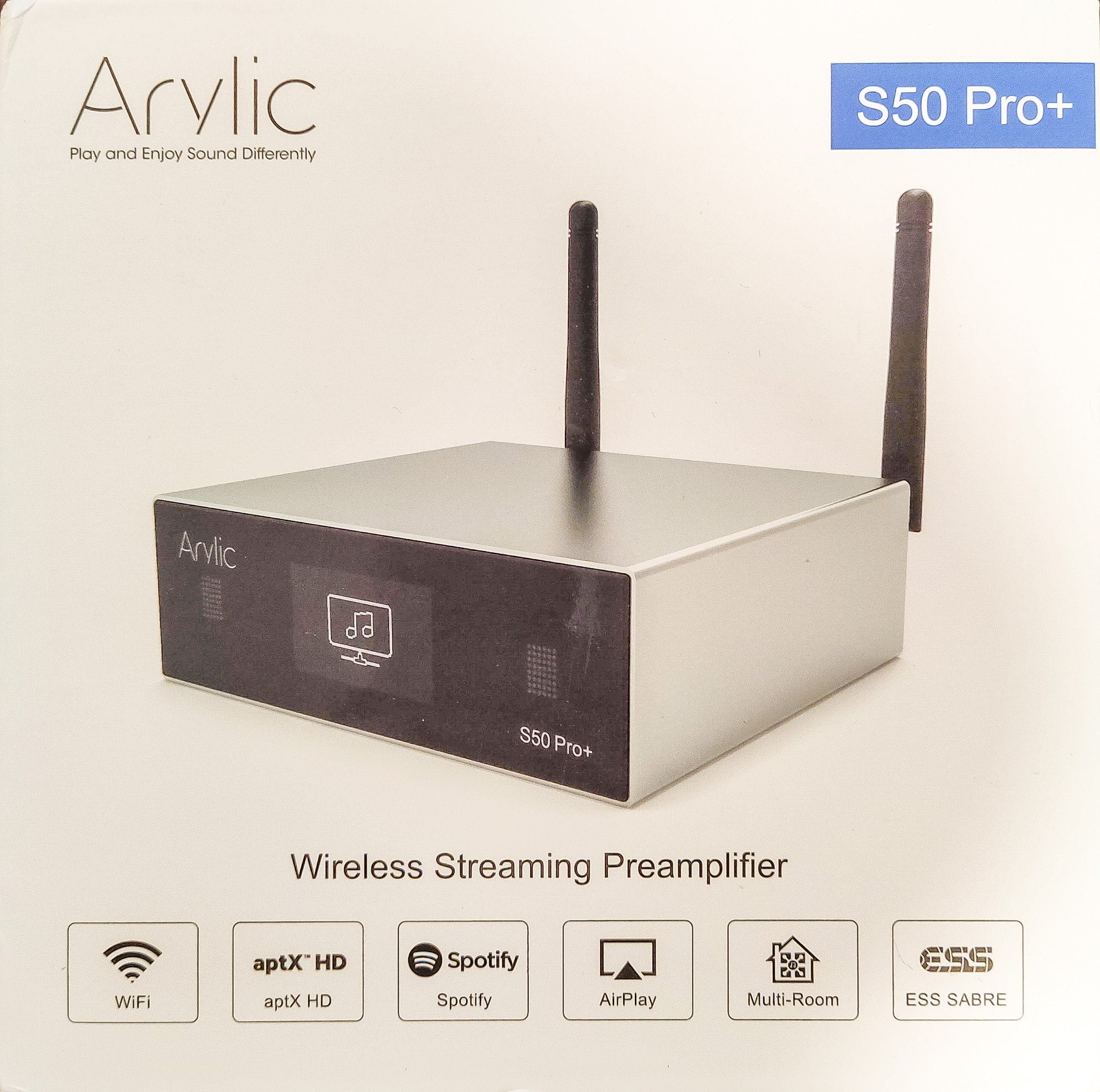 [Arylic S50 Pro+ Wireless Aptx HD Multiroom, vista frontale]