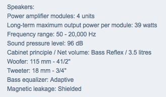 [B&O specs]
