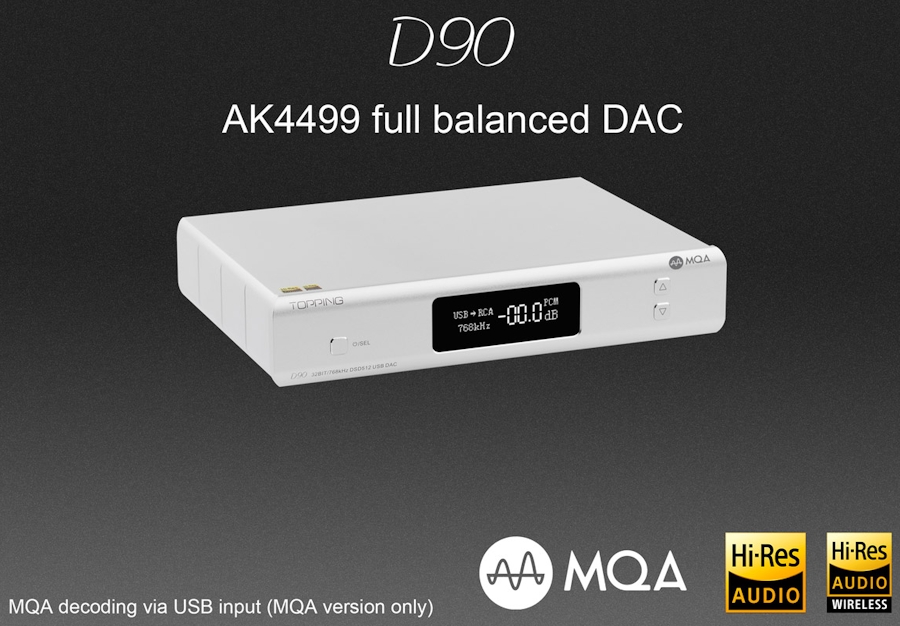 [DAC Topping D90 con etichette MQA e Hi-Res]