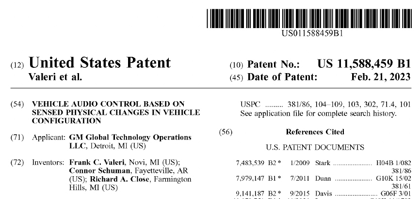 [General Motors audio patent]