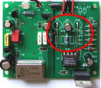 Showing where the modifications of the Monica2 PCB are.