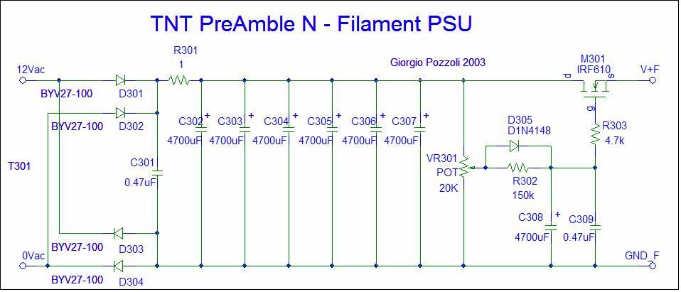 [TNT PreAmble Filament PSU schematic]
