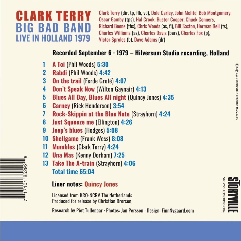 [Clark Terry Big Bad Band, Live in Holland 1979, retro della copertina]