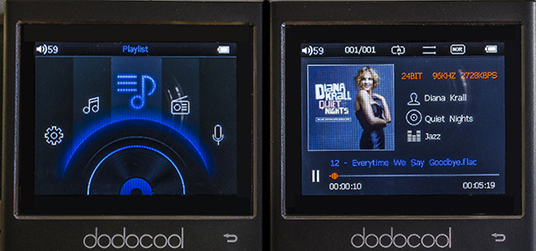 [Dodocool DA106 portable audio player display screens]