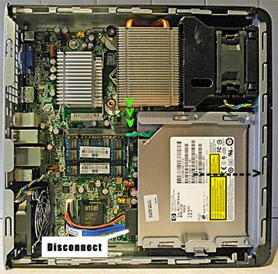 [HP Compaq Ultraslim DC7900 APL desktop computer internals]