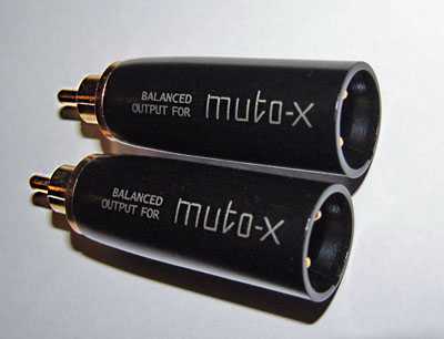 [Phono to XLR adapters to allow balanced connection between Muto X and balanced amplifier]