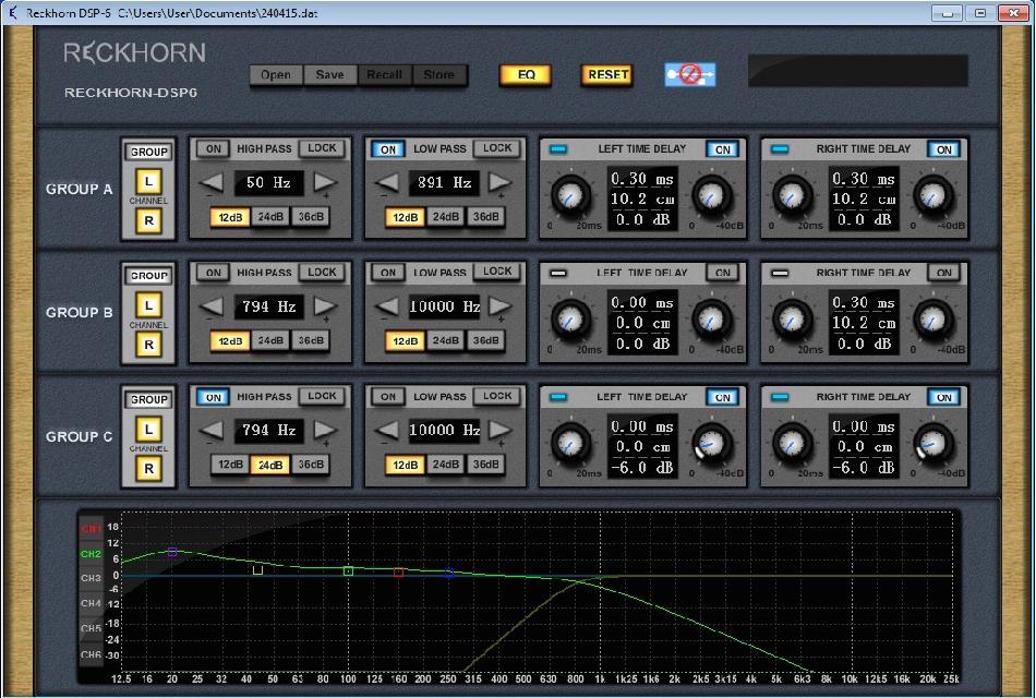 [Interfaccia del crossover del Reckhorn DSP-6]