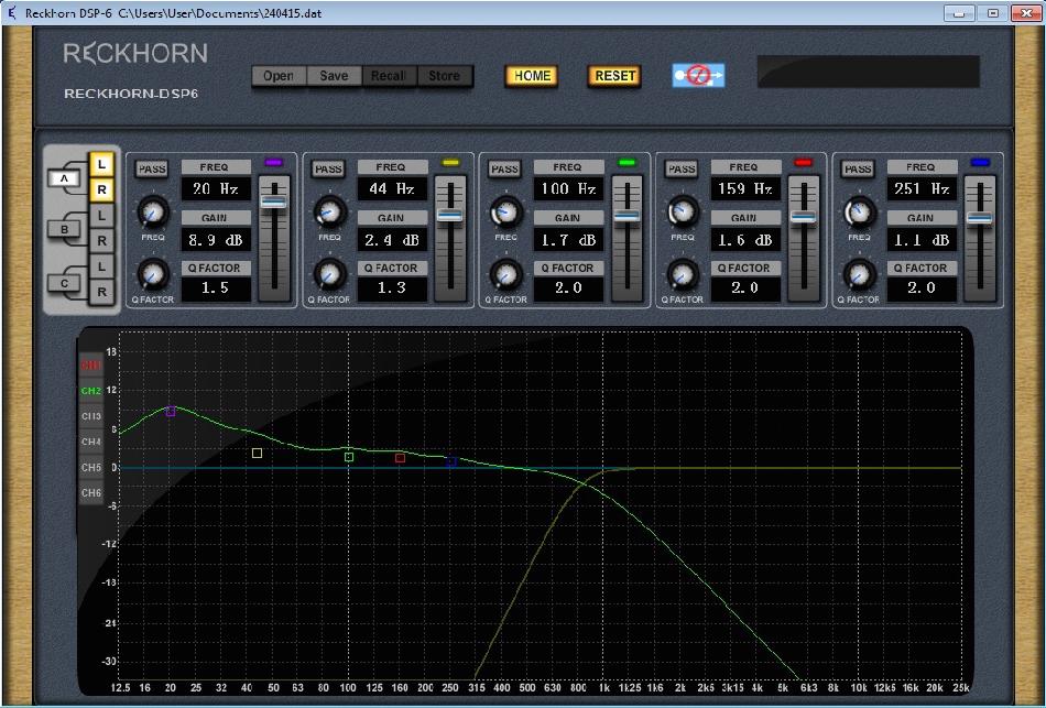 [Interfaccia dell'equalizzatore del Reckhorn DSP-6]