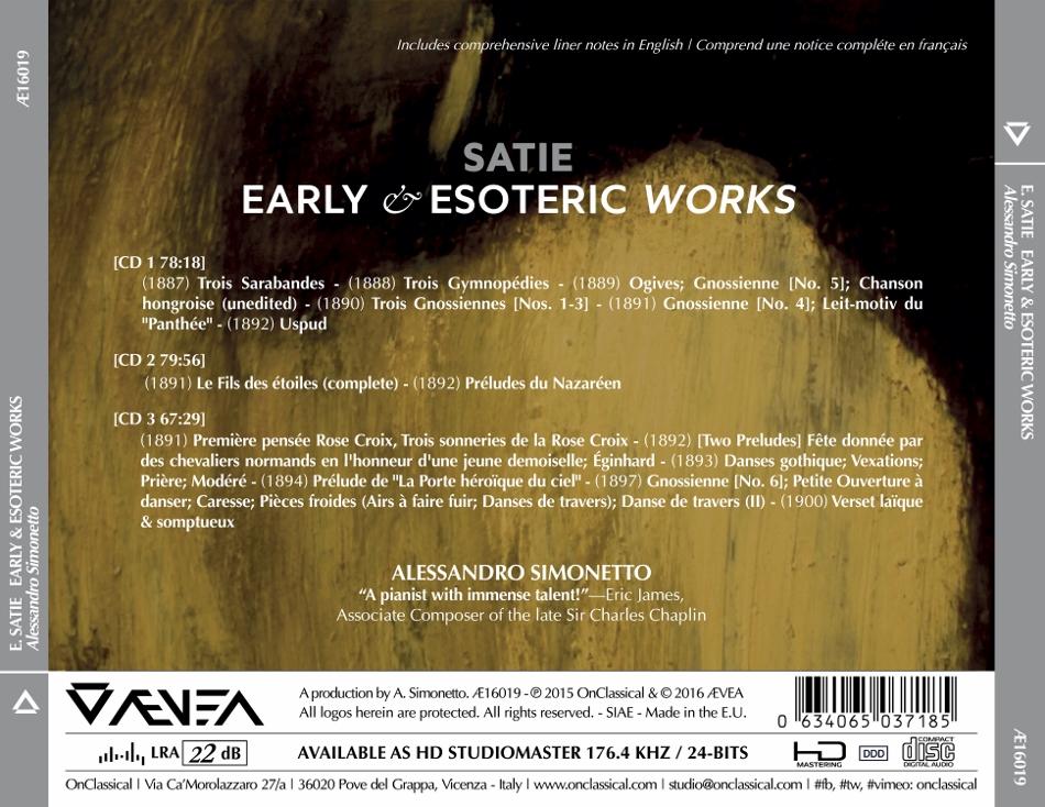 [Satie - Early & Esoteric Piano Works (Alessandro Simonetto) - lista dei brani]